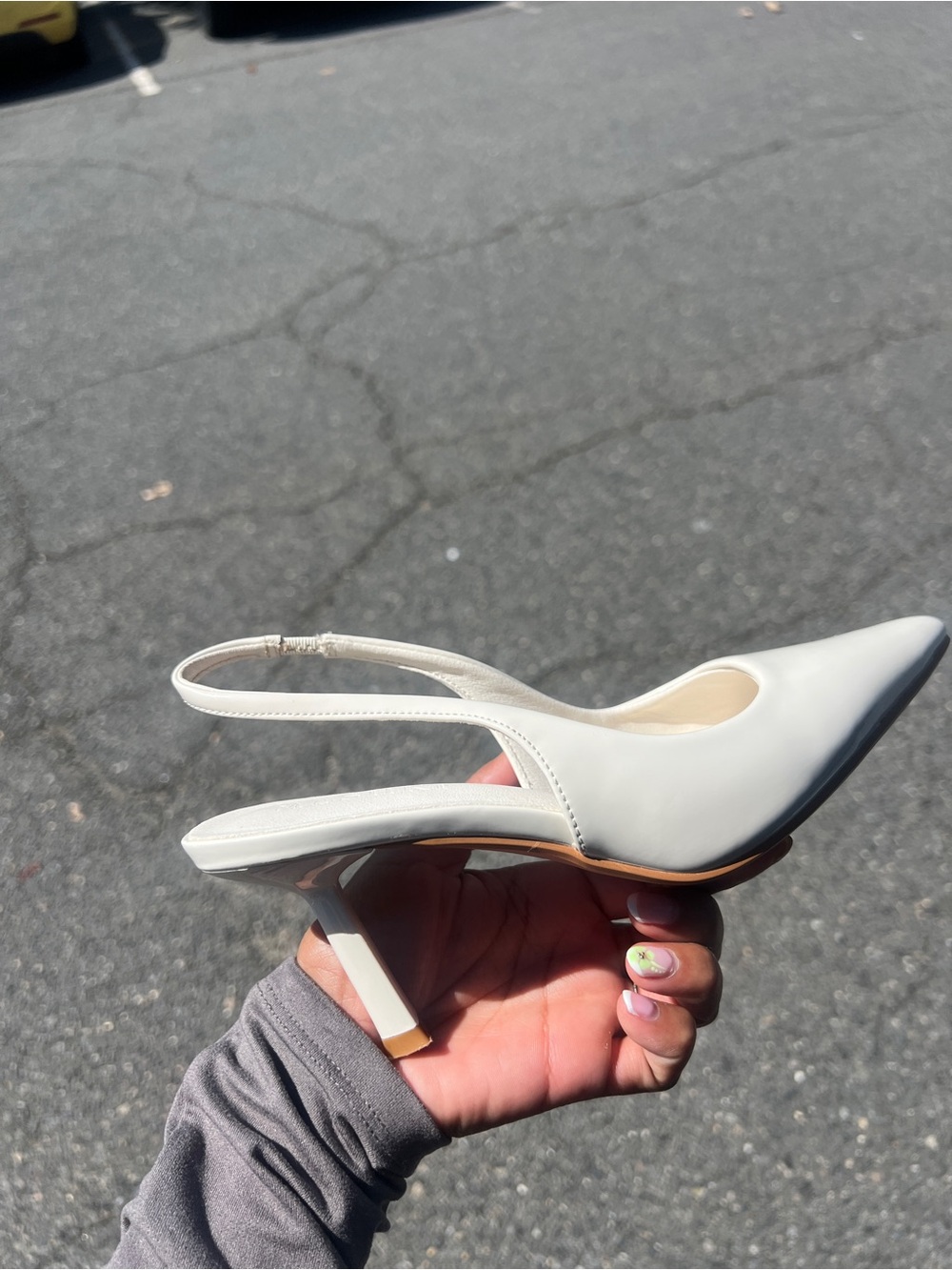 Elegant White Slingback Pointed-Toe Heels